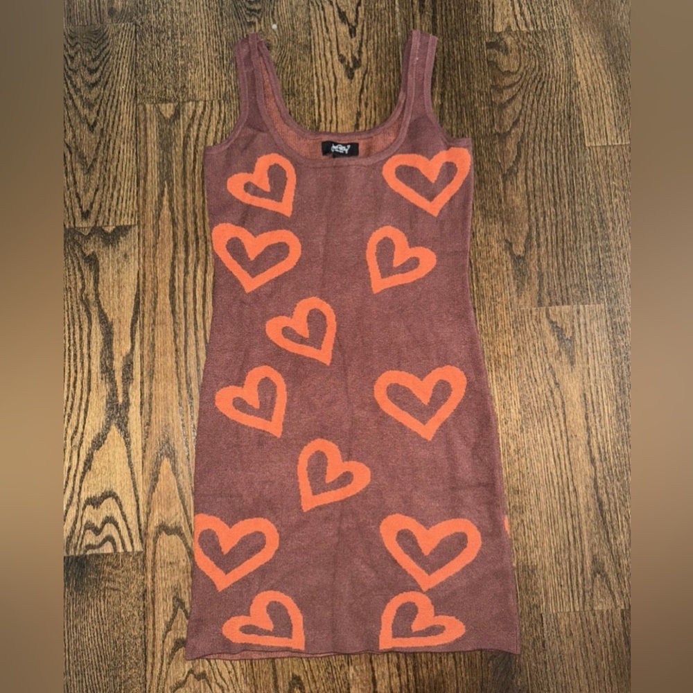 Knit Tank Dress with Large Hearts. 🧡🧡🧡Size Medium